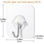 Adhesive Hooks Kitchen  Bathroom  Wall Hooks- 10 Packs  Stainless Reusable Seamless Hooks,Heavy Duty 25lb(Max) Heavy Duty Self Adhesive Hooks