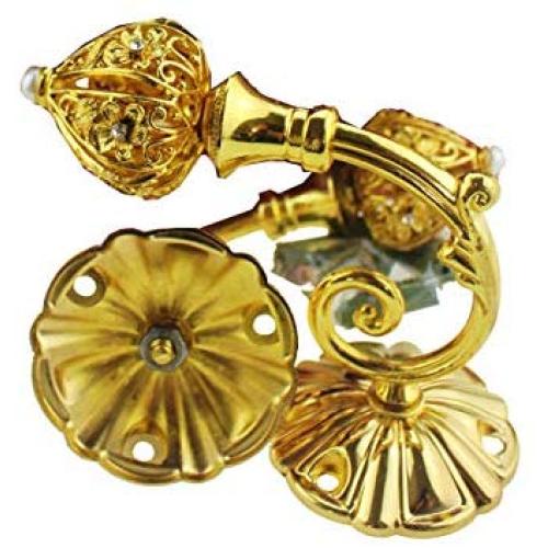 FONGBAY Art Zinc Alloy Metal Tieback Multi Use Wall Coat Hook Curtain Hook Holdbacks Clothes Hanger Wall Hooks (Carving Hollow Out Design) (Gold)