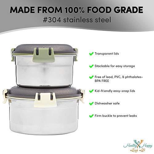 2-Pack Stainless Steel Storage Bowls with Clear Airtight Lids - Leak-Proof, Stackable Snapware Lunch or Snack Boxes for School, Camping, Travel - 12 Ounce and 20 Ounce 2-Pack Stainless Steel Storage Bowls with Clear Airtight Lids - Leak-Proof, Stackable Snapware Lunch or Snack Boxes for School, Camping, Travel - 12 Ounce and 20 Ounce
