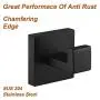 Durafe Square Robe Hook Stainless Steel 304 Bathroom Single Bath Towel Hook Clothes Hanger Wall Mounted, Matte Black