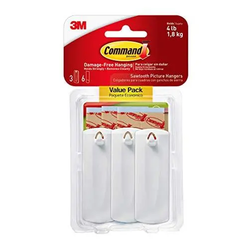 Command Wire-Back Hangers, Decorate Damage-Free, Holds 5 lbs, 3 Hangers, 6 Strips (17042-ES) Command Wire-Back Hangers, Decorate Damage-Free, Holds 5 lbs, 3 Hangers, 6 Strips (17042-ES)