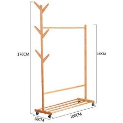 Tree racks and coat racks, Living room hangers, Bamboo floor clothes racks bedroom mobile storage rack-D