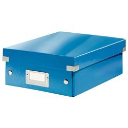 Leitz Click & Store Storage Box, Small Organizer Box, Collapsible, Stackable, Patented Design, Bin, Cabinet, Desk Organizer, Blue (60570036)