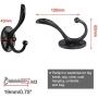 uxcell 2pcs Dual Wall Hooks Zinc Alloy Wall Mounted Coat Hat Double Robe Hooks Clothes Hanger Holder w Screws Black