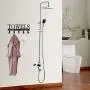 MINCORD Towel Racks Black Metal Wall Mounted Towel Holder 5 Hooks Towel Hanger Rack for Kitchen Storage Organizer Rack, Bathroom Towels