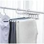 5PC Random Color 5 in 1 Pant Rack Shelves Stainless Steel Clothes Hangers Multi-Functional Wardrobe Magic Hanger Space Saving Hangers Decoration
