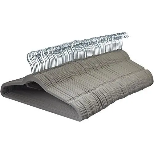 AmazonBasics Velvet Suit Clothes Hangers, 100-Pack, Gray AmazonBasics Velvet Suit Clothes Hangers, 100-Pack, Gray