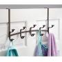 mDesign Decorative Metal Over Door 10 Hook Storage Organizer Rack - for Coats, Hoodies, Hats, Scarves, Purses, Leashes, Bath Towels, Robes, Mens and Womens Clothing - Bronze