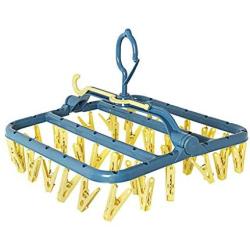YOYOHOT 1 Pc Clothes Hanger Clothespin Drying Rack Holder Wardrobe with 32 Clips Folding Hanger Rack
