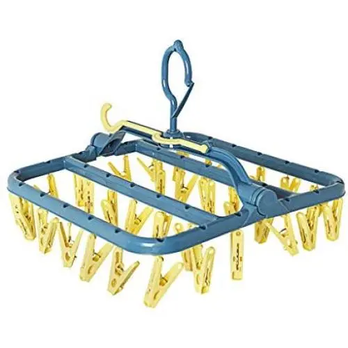 YOYOHOT 1 Pc Clothes Hanger Clothespin Drying Rack Holder Wardrobe with 32 Clips Folding Hanger Rack YOYOHOT 1 Pc Clothes Hanger Clothespin Drying Rack Holder Wardrobe with 32 Clips Folding Hanger Rack