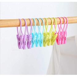 Weishu 12 Plastic Multi-Purpose Hanger Clips Windproof Cable with Clips Easily Clipped on Clothes (12 Hanger Clips) Random Colors