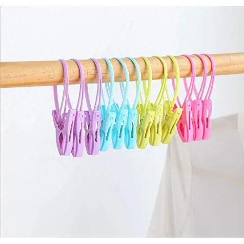 Weishu 12 Plastic Multi-Purpose Hanger Clips Windproof Cable with Clips Easily Clipped on Clothes (12 Hanger Clips) Random Colors Weishu 12 Plastic Multi-Purpose Hanger Clips Windproof Cable with Clips Easily Clipped on Clothes (12 Hanger Clips) Random Colors