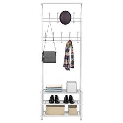 Topeakmart New Coat Rack Metal Coat Clothes Shoes Hat Umbrella Bag Steel Pipe Stand Rack Hanger Hooks