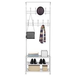 Topeakmart New Coat Rack Metal Coat Clothes Shoes Hat Umbrella Bag Steel Pipe Stand Rack Hanger Hooks