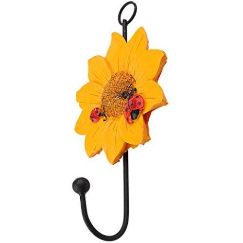 MonkeyJack EU Fashion Daisy Flower Wall Hook Hanger Clothes/Coat/Towel Storage Holder for Kitchen/Bath - Yellow, 14x8cm