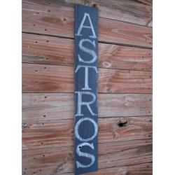 Vintage look HOUSTON ASTROS LARGE DOOR SIGN BASEBALL antique style weathered wood sign jute hanger