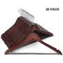 JS HANGER Coat Hanger Wooden Suit Hanger with Non Slip Pants Bar and Cut Notches - Walnut, Set of 20