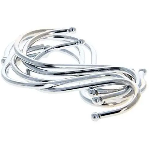 MroMax Metal S Hooks 3.03'' x 2.48''(L x W), S Shaped Hook Hangers for Kitchen Bathroom Bedroom Storage Room Office Outdoor Multiple Uses, Silver 8pcs