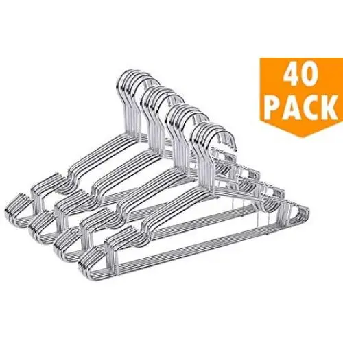 Heavy Duty Wire Hangers, 40 Pack, Commercial Metal Coat Hangers, 16.5 Inch Strong Clothes Hangers Heavy Duty Wire Hangers, 40 Pack, Commercial Metal Coat Hangers, 16.5 Inch Strong Clothes Hangers