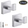YGIVO Towel Hooks, Brushed Nickel SUS304 Stainless Steel Bath Coat Robe Clothes Square Hook Hanger Wall Hook Holder for Bathroom Kitchen Garage Hotel Wall Mounted