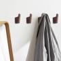 Pack of 4, Simple Style, Natural Black Walnut Wood Coat Hooks, Wall Mounted Modern Single Organizer Hangers, Wooden Hook Handmade Craft Clothes Hat Hanger Towel Umbrella Rack