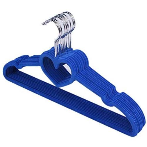 FuLov Space Saving Hangers Velvet Pack of 10 Non-Slip Adult Heart Shaped Super Slim 360 Degree Swivel Hook Grooved for Home Office Dorm,Blue FuLov Space Saving Hangers Velvet Pack of 10 Non-Slip Adult Heart Shaped Super Slim 360 Degree Swivel Hook Grooved for Home Office Dorm,Blue