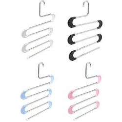 Clothes Hanger S Type 5 Layer Pants Clothing Hanging Rack Stainless Steel Space Saving Closet Towel Storage Rack Shelf 10pcs Random Color