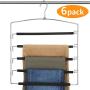 AMKUFO Pants Hangers 5 Layers Multi Trouser Hangers Slack Hangers Scarf Hangers Space Saving Hangers Stainless Steel Non-Slip Foam Padded Swing Arm Pack of 6 AMKUFO Pants Hangers 5 Layers Multi Trouser Hangers Slack Hangers Scarf Hangers Space Saving Hangers Stainless Steel Non-Slip Foam Padded Swing Arm Pack of 6