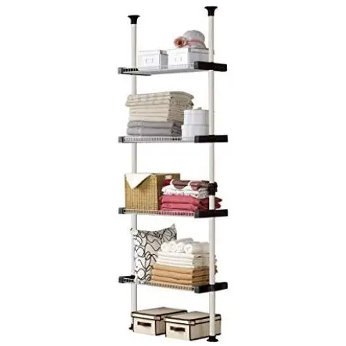 PRINCE HANGER, Multipurpose Shelf, Holds 20kg per Shelf, Heavy Duty 32mm Vertical Pole, Clothes Organizer, Wire Shelves, Ivory, PHUS-0041 (Renewed)