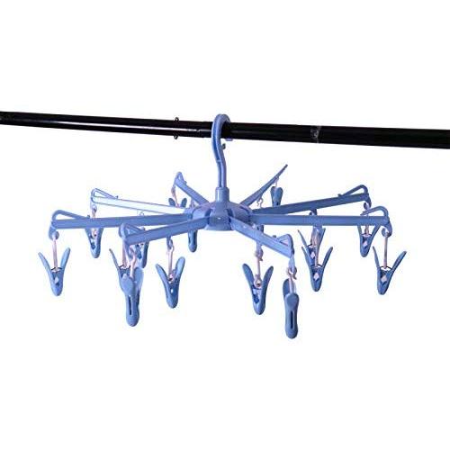 WSSROGY Round Folding Laundry Drying Clothes Hanger with 16 Clips Octopus Clothespins, Clip and Drip Hanger