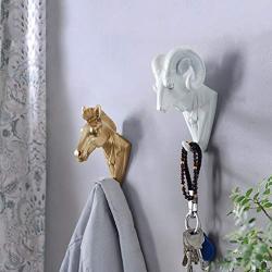 Ass Three-Color Horse Head Style Coat Rack,Personality Wall Decoration Resin Hanger,Clothes/Coat/hat/Multifunctional Wall Mount (Color : Gold)