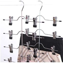 5pcs 4 Layers Stainless Steel Multifunctional Clothes Hangers Pants Storage Hangers Cloth Rack Multilayer Home Storage Cloth Hanger