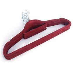 Home 10pcs Plastic Flocking Clothes Hangers with Rail Clothing Organizer