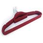 Home 10pcs Plastic Flocking Clothes Hangers with Rail Clothing Organizer