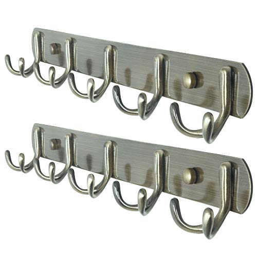 WEBI Coat Rack Wall Mounted,5 Coat Hooks for Hanging Coats,Metal Wall Coat Rack with Hooks Dual Hook Rack Hook Rail Coat Hanger Wall Mount for Clothes Entryway Jacket,Bronze,2 Packs WEBI Coat Rack Wall Mounted,5 Coat Hooks for Hanging Coats,Metal Wall Coat Rack with Hooks Dual Hook Rack Hook Rail Coat Hanger Wall Mount for Clothes Entryway Jacket,Bronze,2 Packs