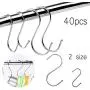 40 Pack S Shaped Hooks for Hanging Pots and Pans Plants Clothes Bags Towels Rustproof Stainless Steel Hanger for Closet Rod (S (20Pcs) + L (20Pcs))