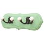 Indianshelf Handmade 1 Artistic Vintage Green Wooden Double Loop Clothes Hooks Hangers/Utlility Hooks