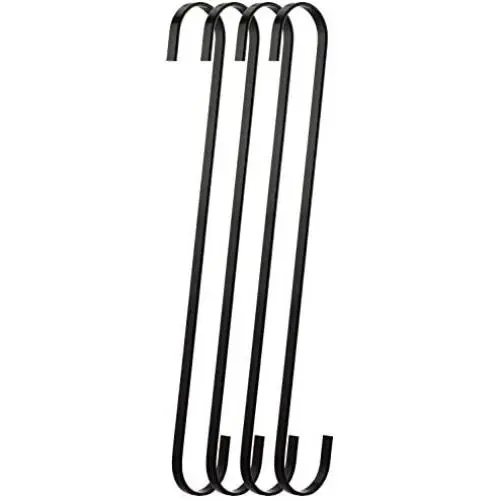 RuiLing 4-Pack 12 Inch Black Chrome Finish Steel Hanging Flat Hooks - S Shaped Hook Heavy-Duty S Hooks, for Kitchenware, Pots, Utensils, Plants, Towels, Gardening Tools, Clothes RuiLing 4-Pack 12 Inch Black Chrome Finish Steel Hanging Flat Hooks - S Shaped Hook Heavy-Duty S Hooks, for Kitchenware, Pots, Utensils, Plants, Towels, Gardening Tools, Clothes