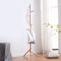 Coat Rack Free Standing with 6 Hooks, Wooden Modern Multifunction Home Decorative Coat Hanger, Bedroom Living Room Storage Shelf, Coat Hooks for Hanging Clothes Jacket Handbag