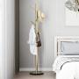 Metal Coat Rack Stand Golden Satin Steel Finish Stable Marble Base, High-Grade with Hooks Metal Tree Hat & Coat Hanger Floor Free Standing Wall Bedroom Easy Assembly (Golden)