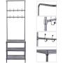 3 Tier Metal Storage Shelf 8 Hooks Hat Shoes Rack Coat Clothes Racks Hanger Stand HW58543