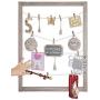 Reimagine Hanging Photo Display- Wood Wall Picture Frame Collage Board for Hanging Prints, Instax, Polaroid, Holiday Cards, Artwork- Display 2 Ways- Adjustable String, 40 Clothespin Clips- Rustic Grey