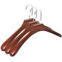 Tiggo High-Grade Solid Wooden Wide Shoulder Coat Hanger, Retro Wood Clothes Hangers, Natural Finish & Pearl Nickel Polished Hook for Winter Heavy Coat and Jacket, Sweater, and Suit, 3-Pack