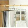 5pcs Random Color Pants Rack Shelves Stainless Steel Multi-Functional Wardrobe Magic Hanger Clothes Closet Belt Holder