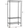 YYAO Clothes Garment Rack 3 Tiers Multifunction Clothing Hanger Garment Shelf Mesh Garment Rack Clothing Storage Organizer with Side Hook (Black)