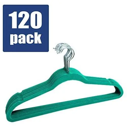 Linen Store Velvet Slim Flocked Hangers 120 Pack - Turquoise Linen Store Velvet Slim Flocked Hangers 120 Pack - Turquoise