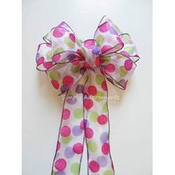 Purple Pink Green Easter Dots Bow Easter Wreath bow Baby Shower Decor Spring Dots Wreath Bow Multicolored Easter Polka dots Door Hanger Bow Purple Pink Polka dots Birthday Party Decorations