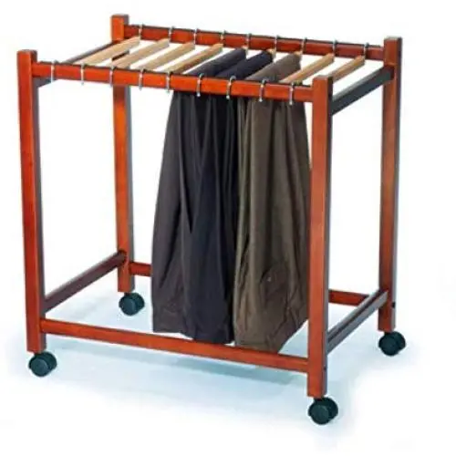 BS Brown Wooden Rolling Pant Trouser Trolley Cart Organizer Garment Rack Clothes Hanger Storage Holds 10 Pairs of Slacks Pants Easy Remove & eBook by BADA Shop BS Brown Wooden Rolling Pant Trouser Trolley Cart Organizer Garment Rack Clothes Hanger Storage Holds 10 Pairs of Slacks Pants Easy Remove & eBook by BADA Shop