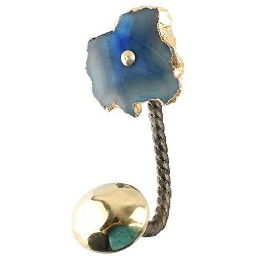 Indianshelf Handmade 1 Artistic Vintage Blue Stone Rail Hooks Hangers/Towel Holder Kitchen