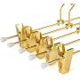 Amber Home 10 Pack-Shiny Gold Metal Slacks Pants and Skirt Hanger with Adjustable Clips Hang Rack with Hook (10)